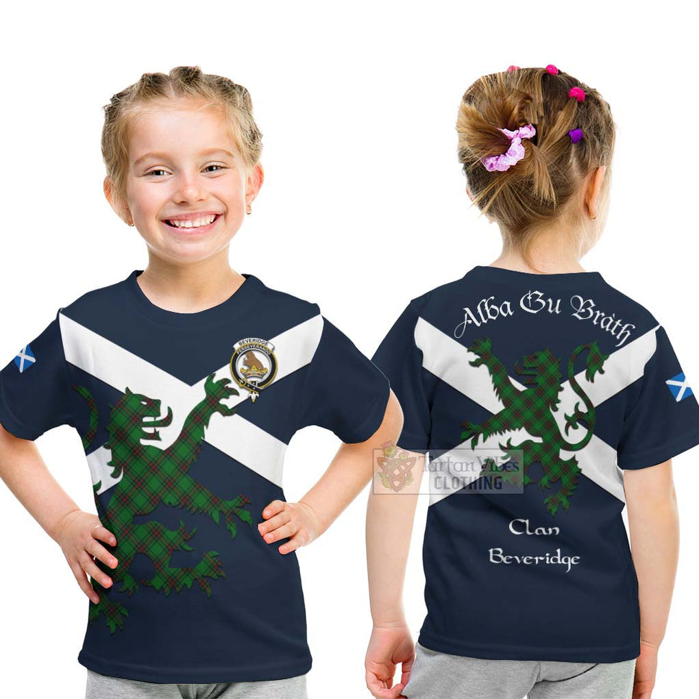 Tartan Vibes Clothing Beveridge Tartan Lion Rampant Kid T-Shirt – Proudly Display Your Heritage with Alba Gu Brath and Clan Name