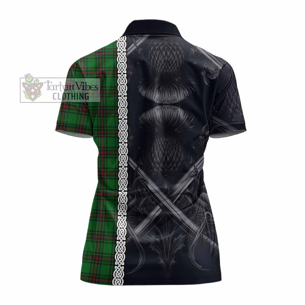 Tartan Vibes Clothing Beveridge Tartan Women's Polo Shirt with Family Crest Cross Sword Thistle Celtic Vibes