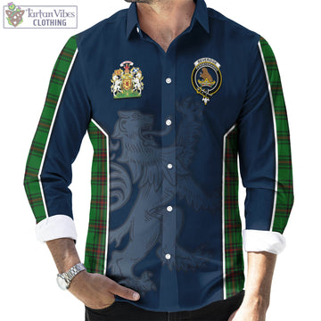 Beveridge Tartan Long Sleeve Button Up Shirt with Family Crest and Lion Rampant Vibes Sport Style