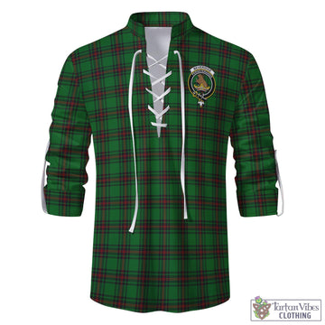 Beveridge Tartan Men's Scottish Traditional Jacobite Ghillie Kilt Shirt with Family Crest