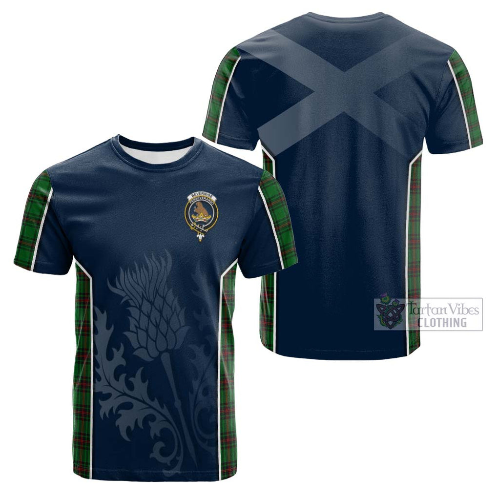 Tartan Vibes Clothing Beveridge Tartan Cotton T-shirt with Family Crest and Scottish Thistle Vibes Sport Style