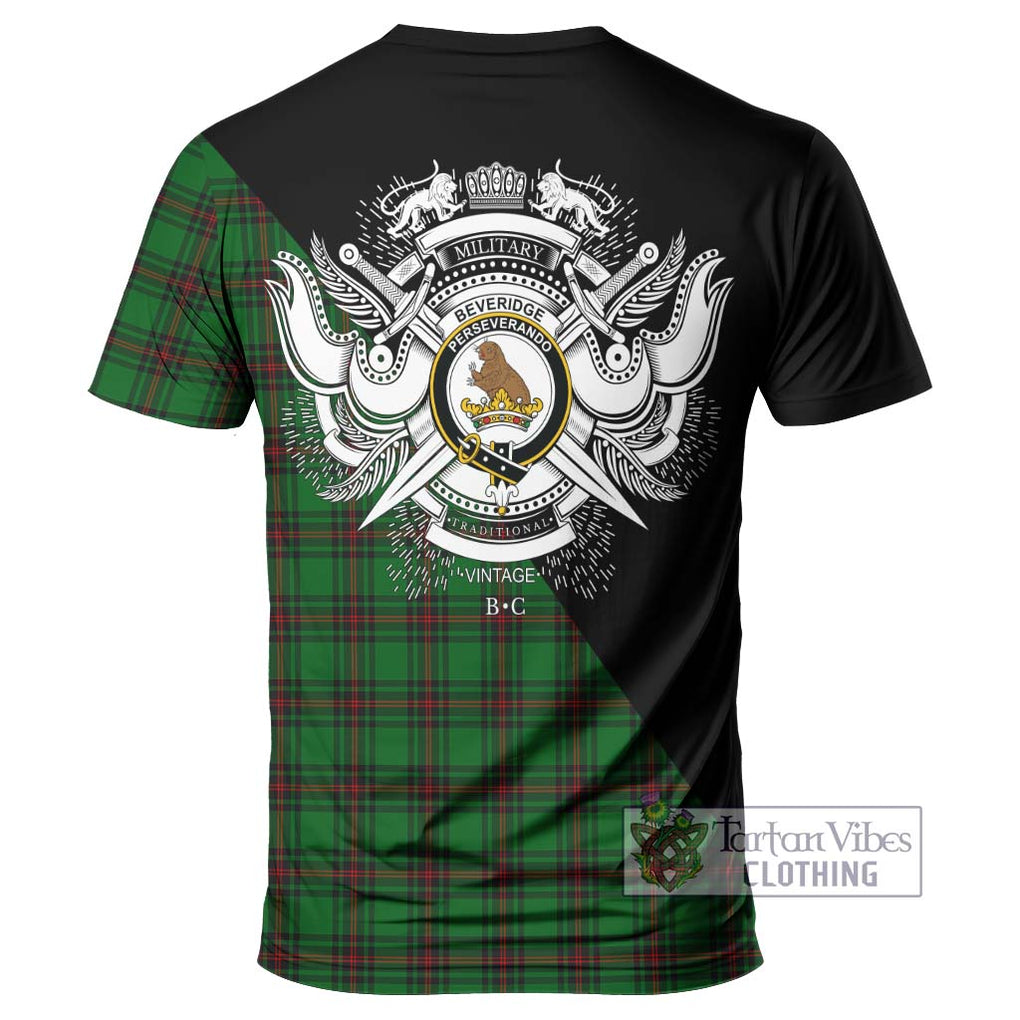 Beveridge Tartan T-Shirt with Family Crest and Military Logo Style - Tartanvibesclothing Shop