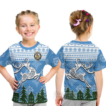 Beveridge Clan Christmas Kid T-Shirt Celtic Reindeer Style