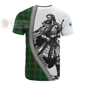 Beveridge Tartan Clan Crest Cotton T-shirt with Highlander Warrior Celtic Style