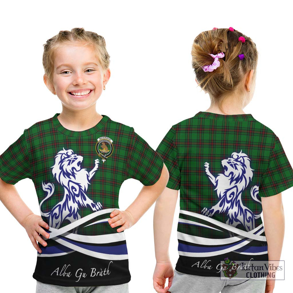 Beveridge Tartan Kid T-Shirt with Alba Gu Brath Regal Lion Emblem - Tartanvibesclothing Shop