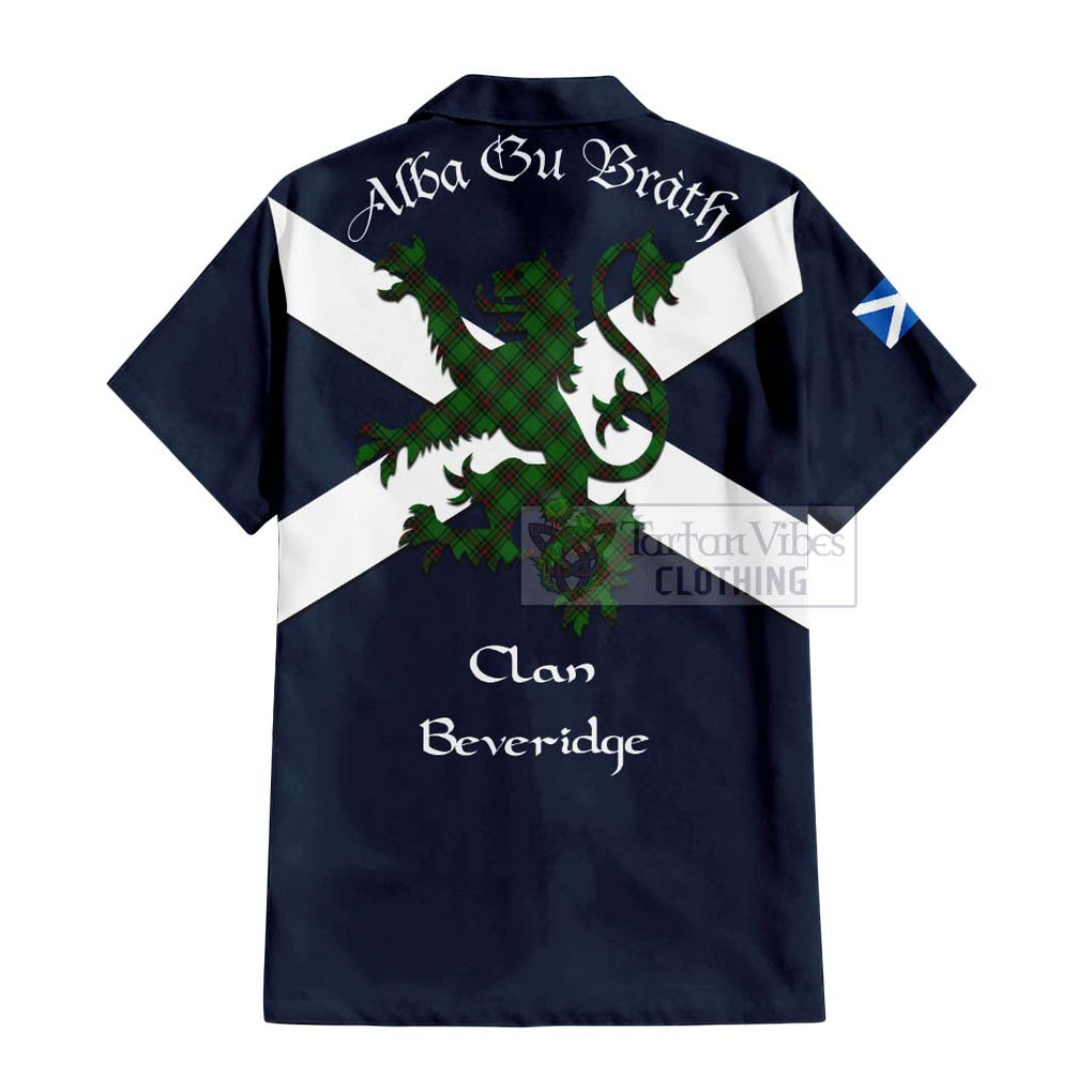 Tartan Vibes Clothing Beveridge Tartan Lion Rampant Short Sleeve Button Shirt – Proudly Display Your Heritage with Alba Gu Brath and Clan Name