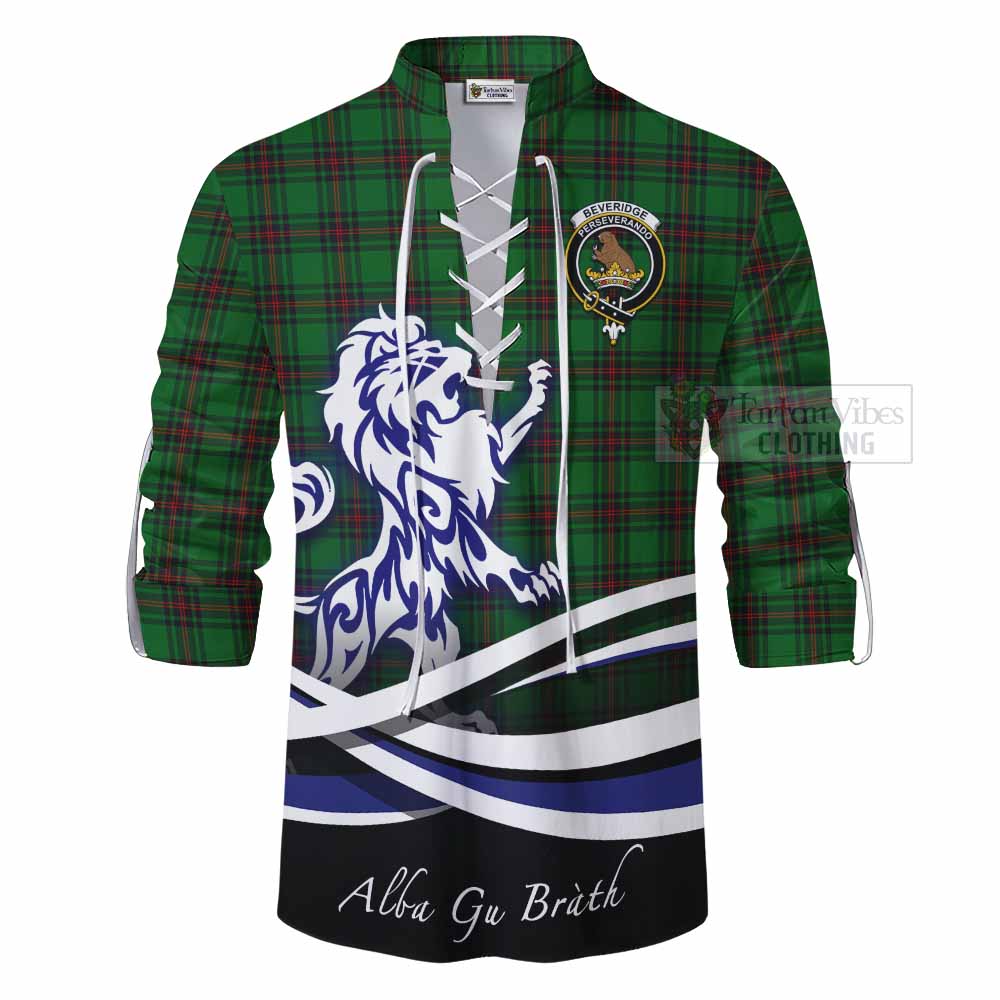 Tartan Vibes Clothing Beveridge Tartan Ghillie Kilt Shirt with Alba Gu Brath Regal Lion Emblem