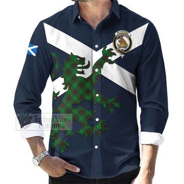 Beveridge Tartan Lion Rampant Long Sleeve Button Shirt Proudly Display Your Heritage with Alba Gu Brath and Clan Name