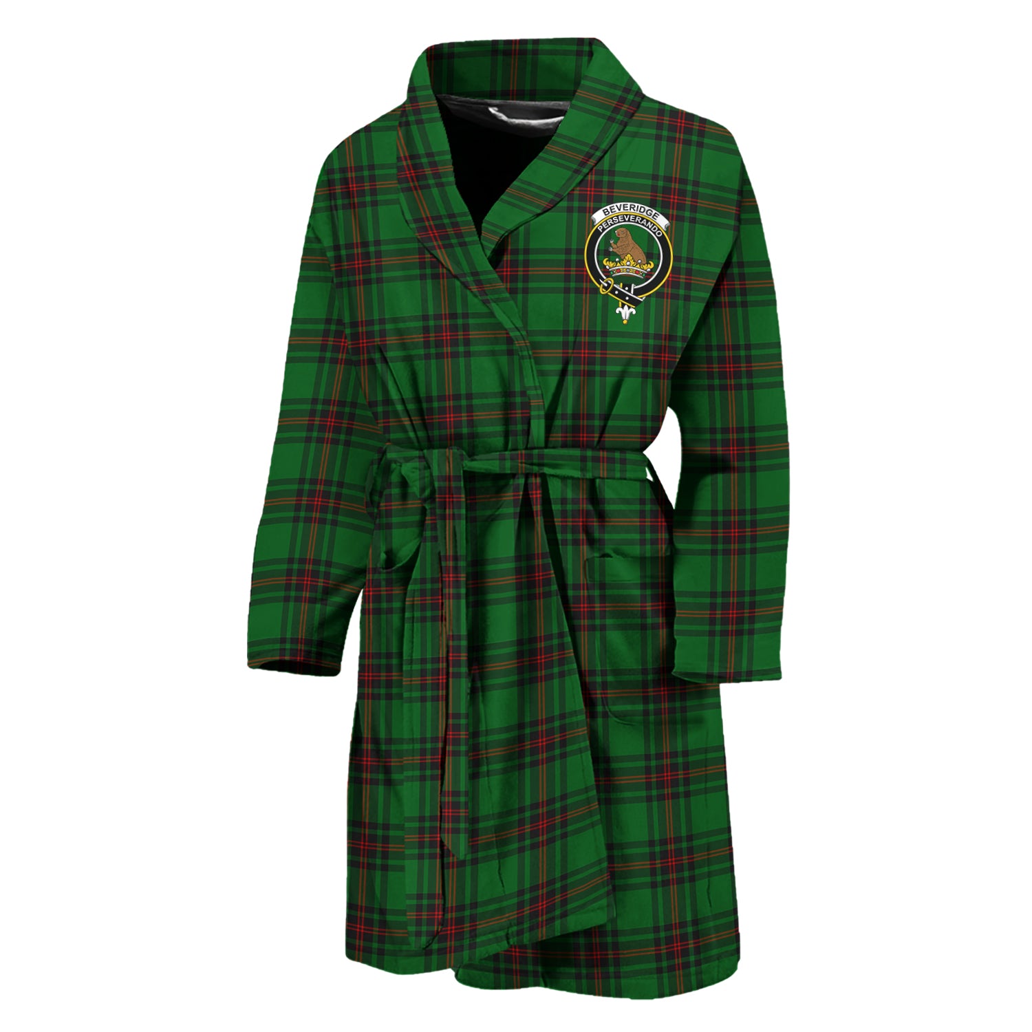 Beveridge Tartan Bathrobe with Family Crest Unisex M - Tartan Vibes Clothing