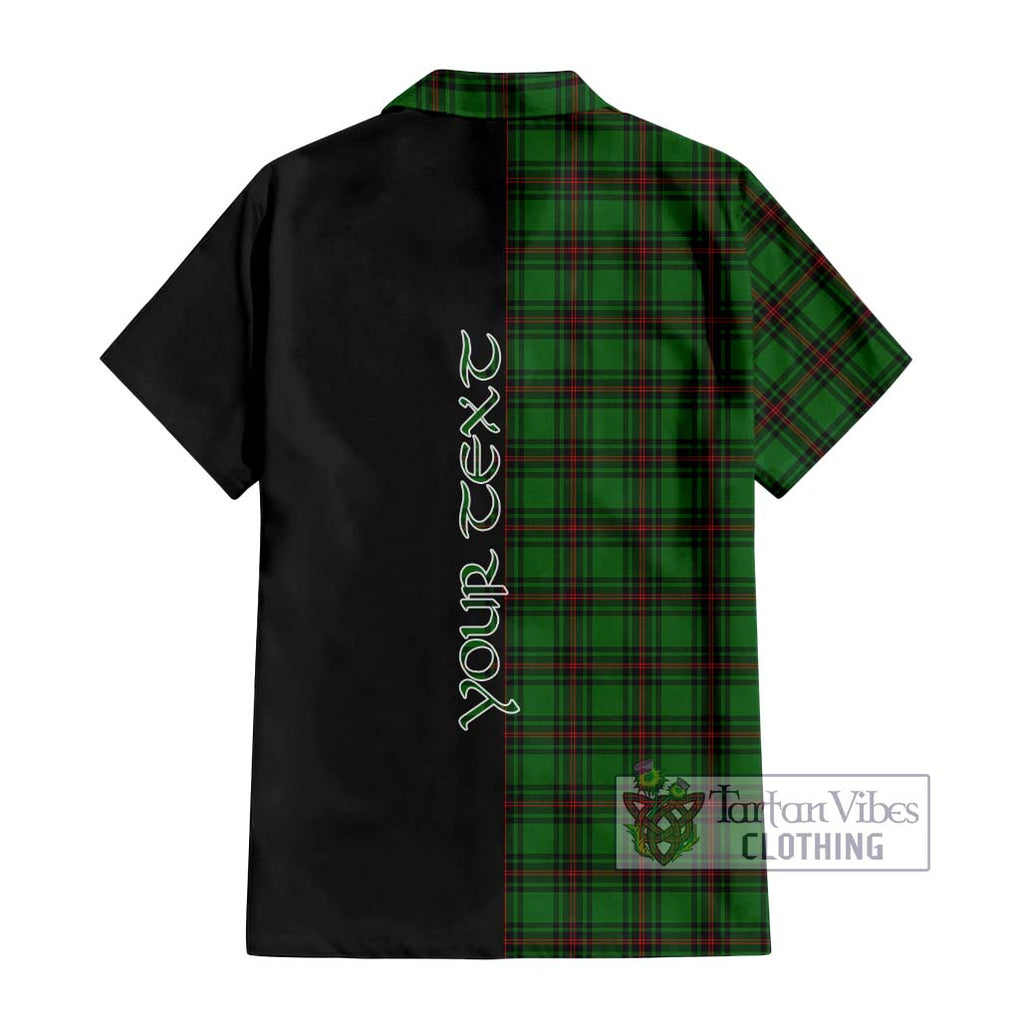 Beveridge Tartan Short Sleeve Button Shirt with Family Crest and Half Of Me Style - Tartanvibesclothing Shop