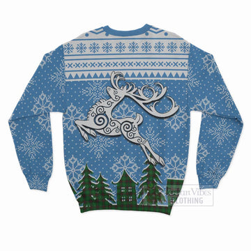 Beveridge Clan Christmas Sweatshirt Celtic Reindeer Style