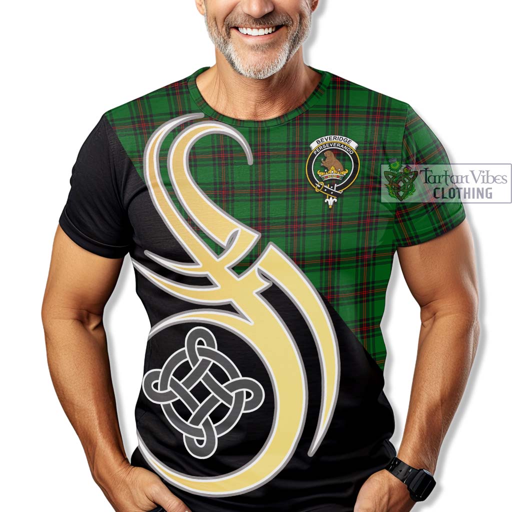 Tartan Vibes Clothing Beveridge Tartan T-Shirt with Family Crest and Celtic Symbol Style