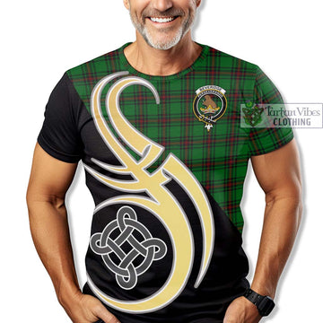 Beveridge Tartan T-Shirt with Family Crest and Celtic Symbol Style