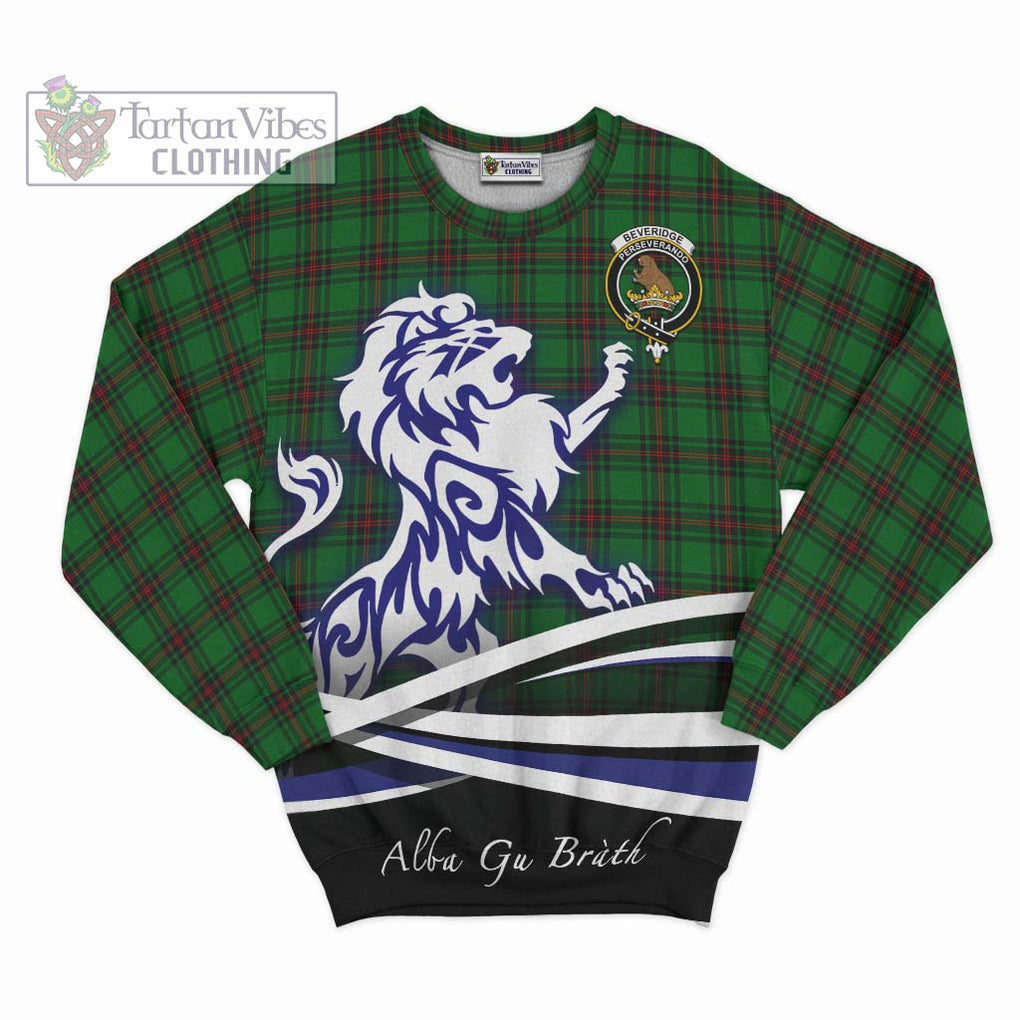 Beveridge Tartan Sweatshirt with Alba Gu Brath Regal Lion Emblem - Tartanvibesclothing Shop