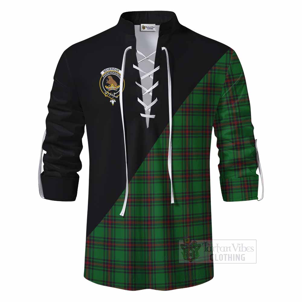 Tartan Vibes Clothing Beveridge Tartan Ghillie Kilt Shirt with Family Crest and Military Logo Style