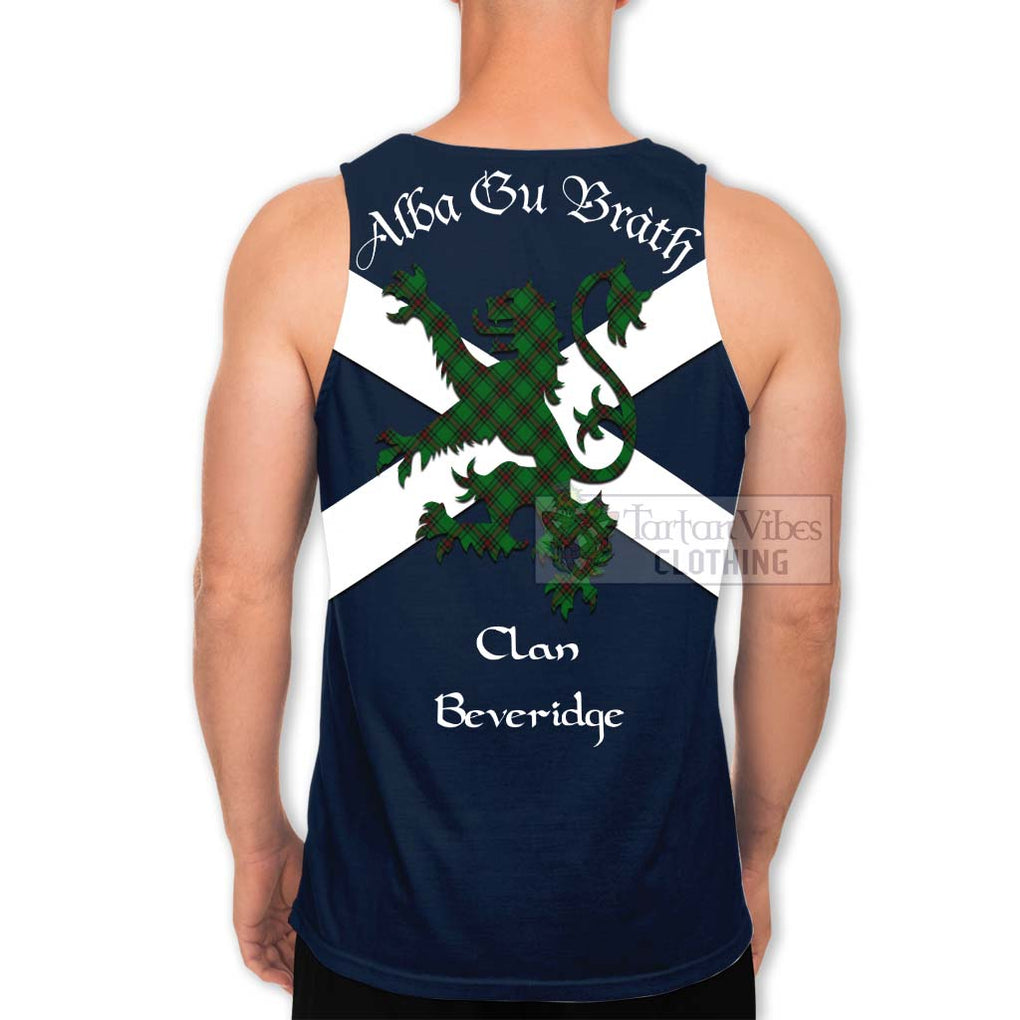 Tartan Vibes Clothing Beveridge Tartan Lion Rampant Men's Tank Top – Proudly Display Your Heritage with Alba Gu Brath and Clan Name