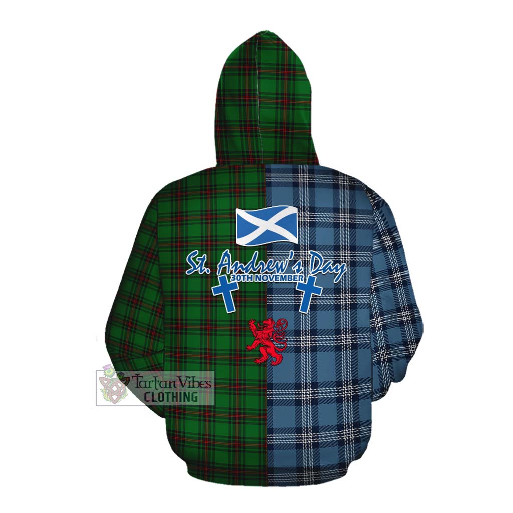 Tartan Vibes Clothing Beveridge Tartan Cotton Hoodie Happy St. Andrew's Day Half Tartan Style