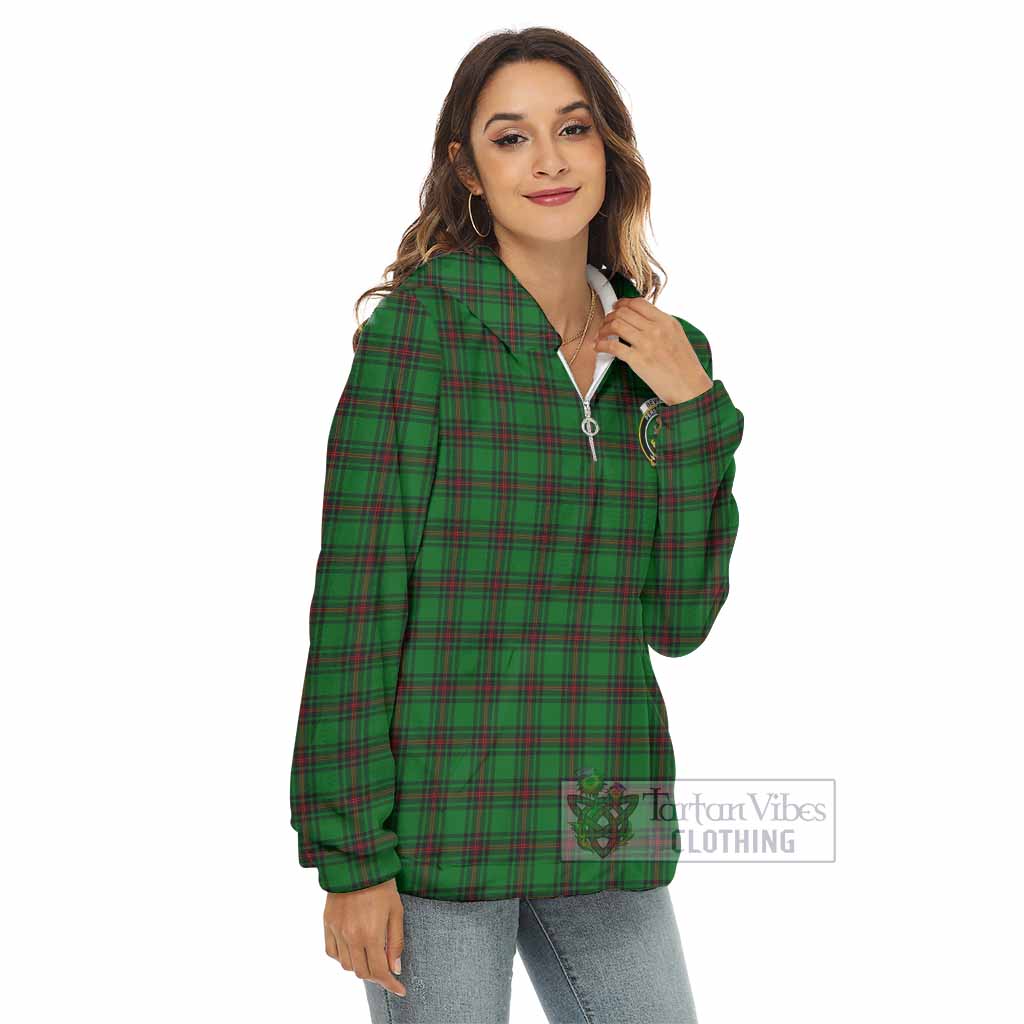 Tartan Vibes Clothing Beveridge Tartan Crest Women's Borg  Half Zip Fleece Hoodie