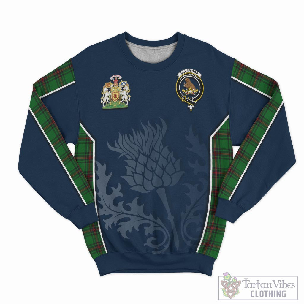 Tartan Vibes Clothing Beveridge Tartan Sweatshirt with Family Crest and Scottish Thistle Vibes Sport Style