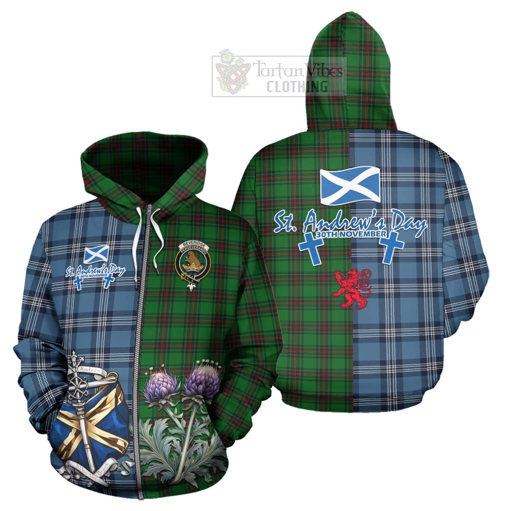 Tartan Vibes Clothing Beveridge Tartan Hoodie Happy St. Andrew's Day Half Tartan Style