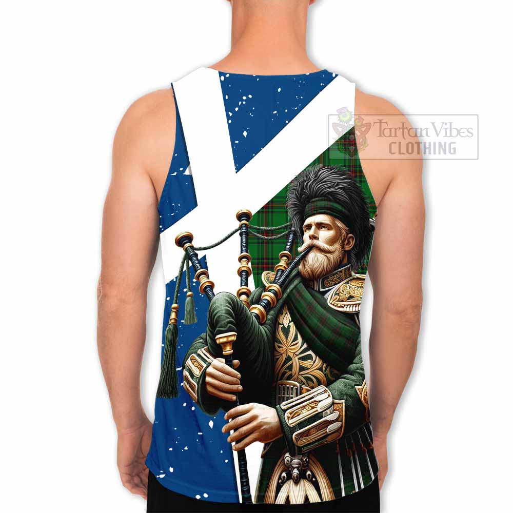 Beveridge Tartan Men's Tank Top with Family Crest Scottish Bagpiper Vibes