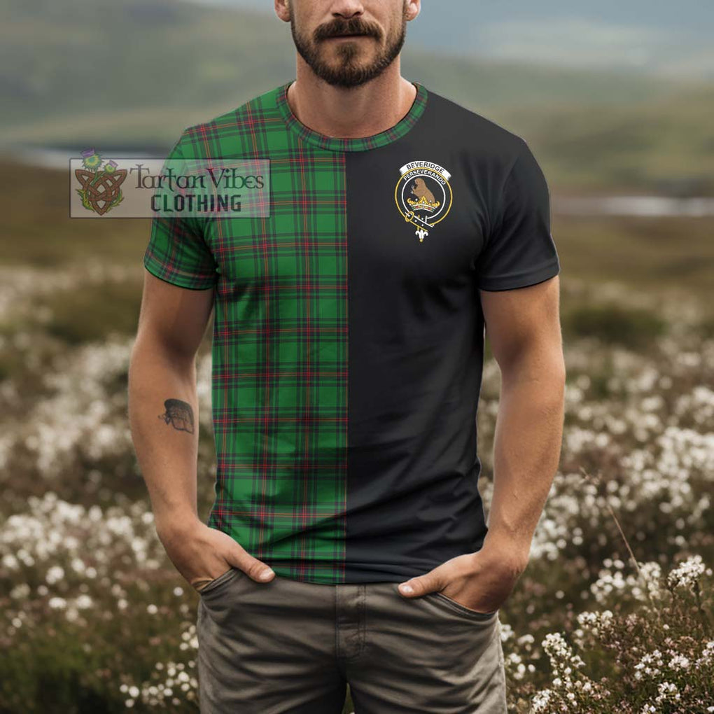 Beveridge Tartan T-Shirt with Family Crest and Half Of Me Style - Tartanvibesclothing Shop