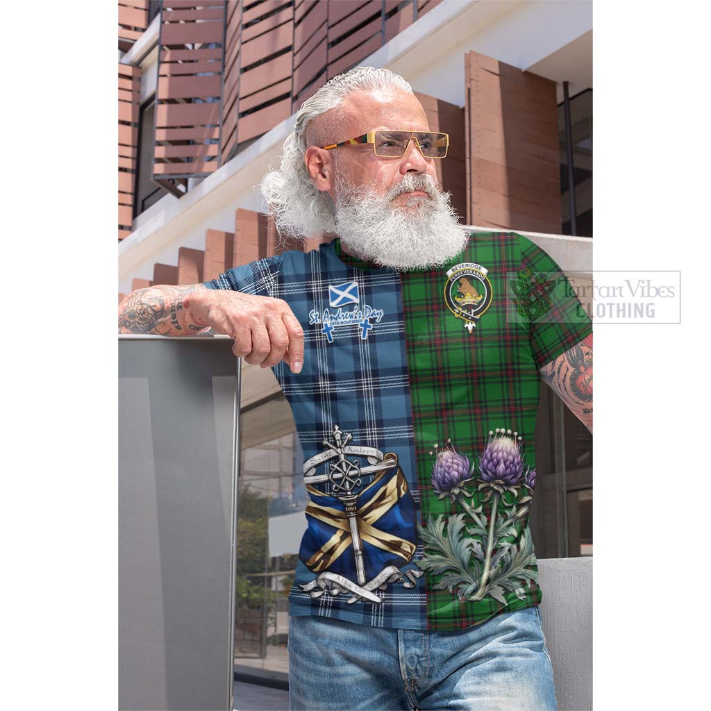 Tartan Vibes Clothing Beveridge Tartan Cotton T-shirt Happy St. Andrew's Day Half Tartan Style