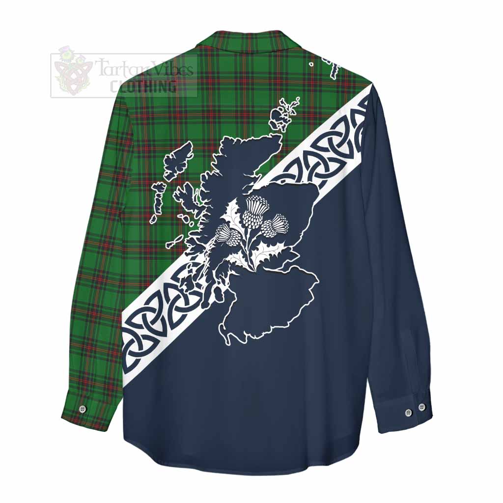 Tartan Vibes Clothing Beveridge Tartan Women's Casual Shirt Featuring Thistle and Scotland Map