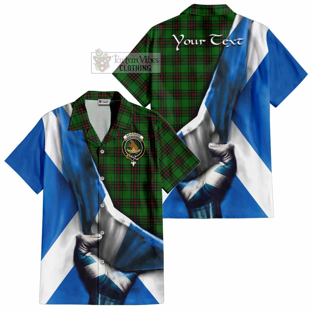 Tartan Vibes Clothing Beveridge Tartan Short Sleeve Button Shirt with Family Crest Scotland Patriotic Style