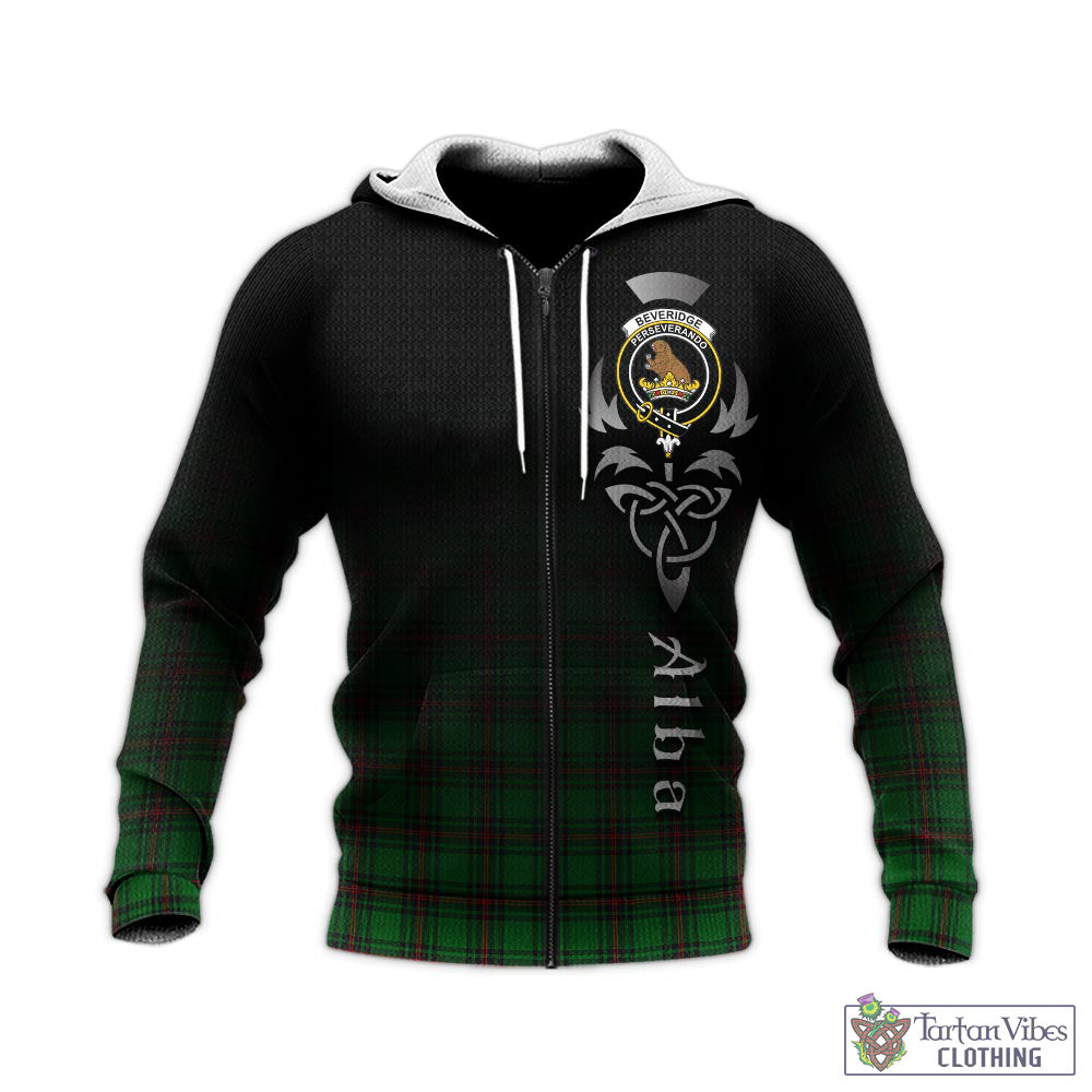 Tartan Vibes Clothing Beveridge Tartan Knitted Hoodie Featuring Alba Gu Brath Family Crest Celtic Inspired