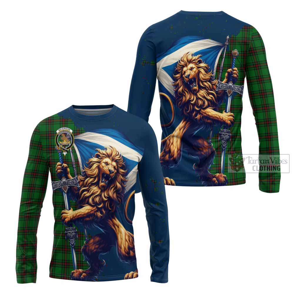 Tartan Vibes Clothing Beveridge Tartan Family Crest Long Sleeve T-Shirt with Scottish Majestic Lion