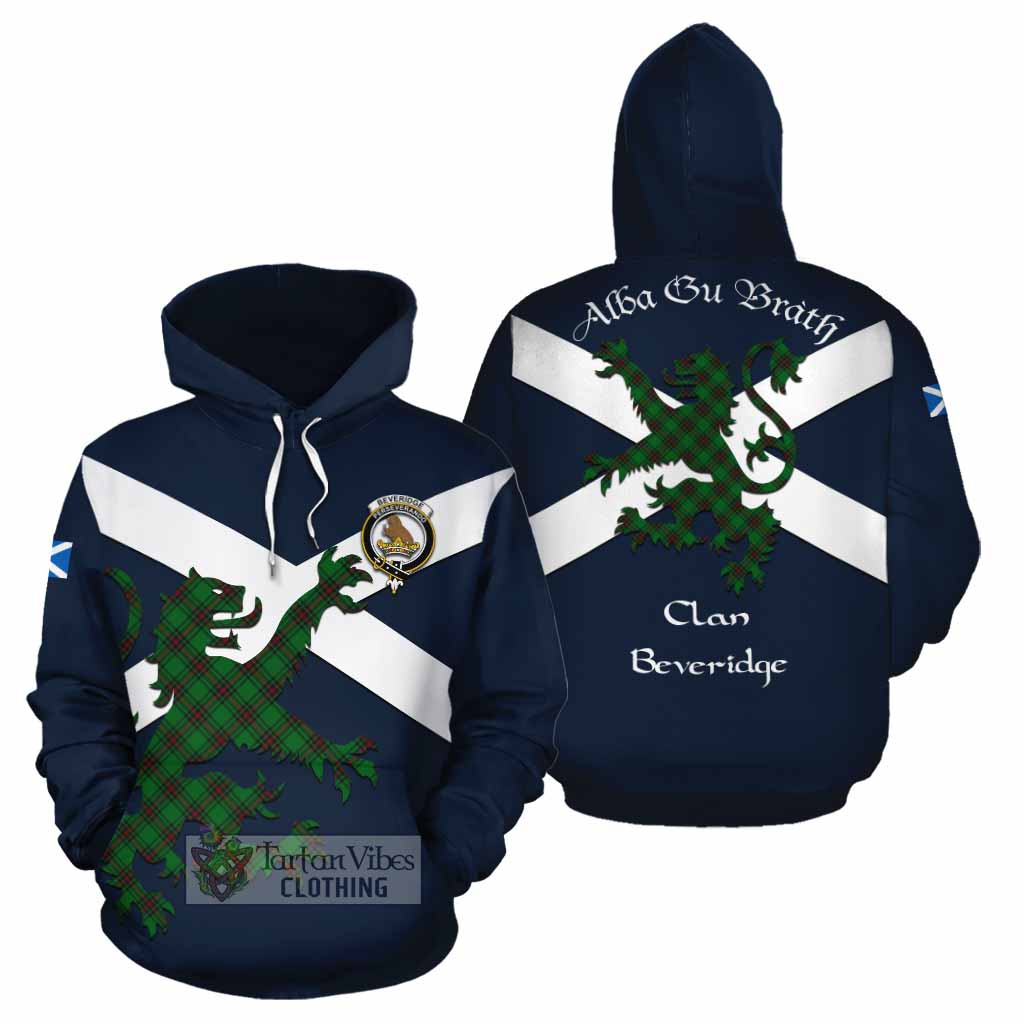 Tartan Vibes Clothing Beveridge Tartan Lion Rampant Cotton Hoodie Proudly Display Your Heritage with Alba Gu Brath and Clan Name