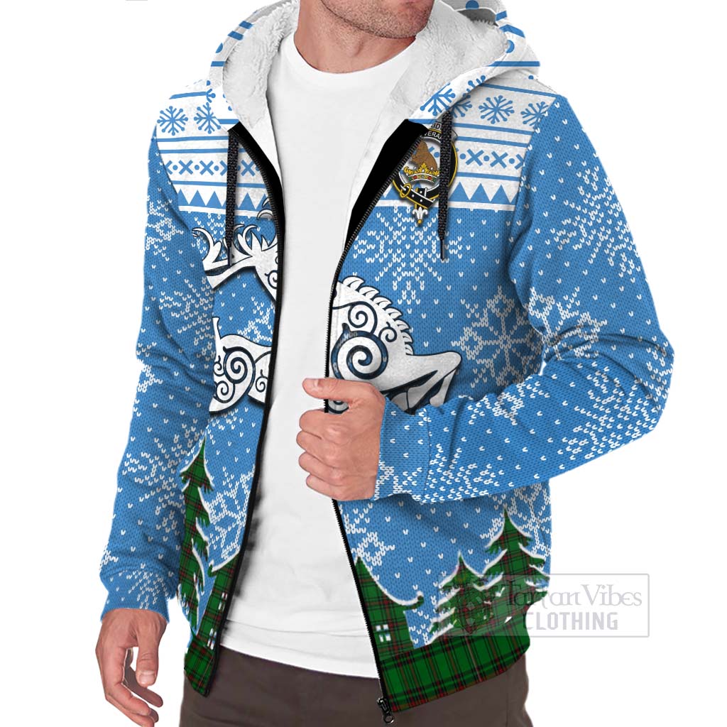 Tartan Vibes Clothing Beveridge Clan Christmas Sherpa Hoodie Celtic Reindeer Style