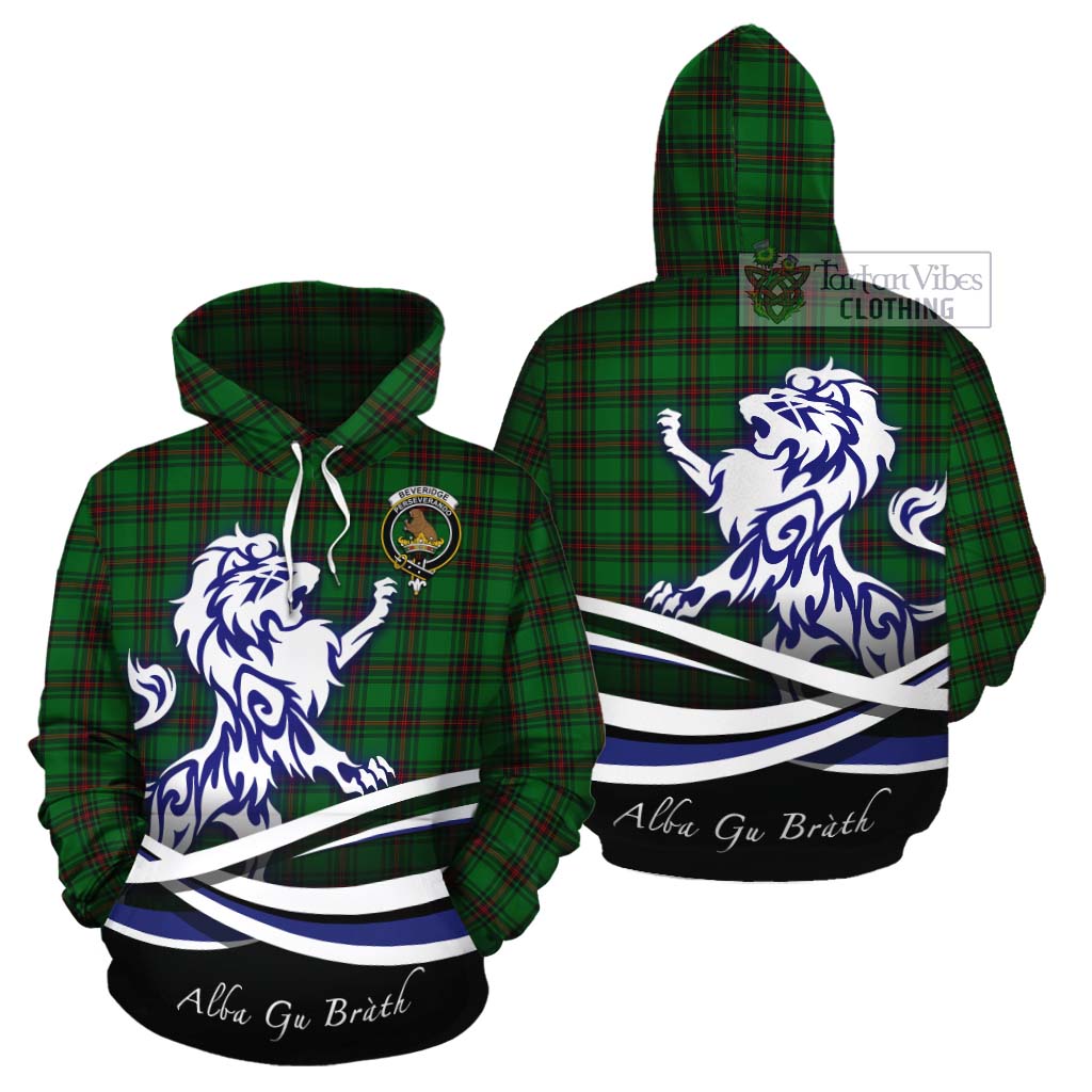 Tartan Vibes Clothing Beveridge Tartan Cotton Hoodie with Alba Gu Brath Regal Lion Emblem