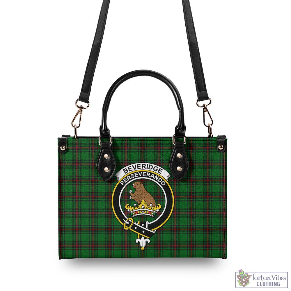 Tartan Vibes Clothing Beveridge Tartan Luxury Leather Handbags with Family Crest