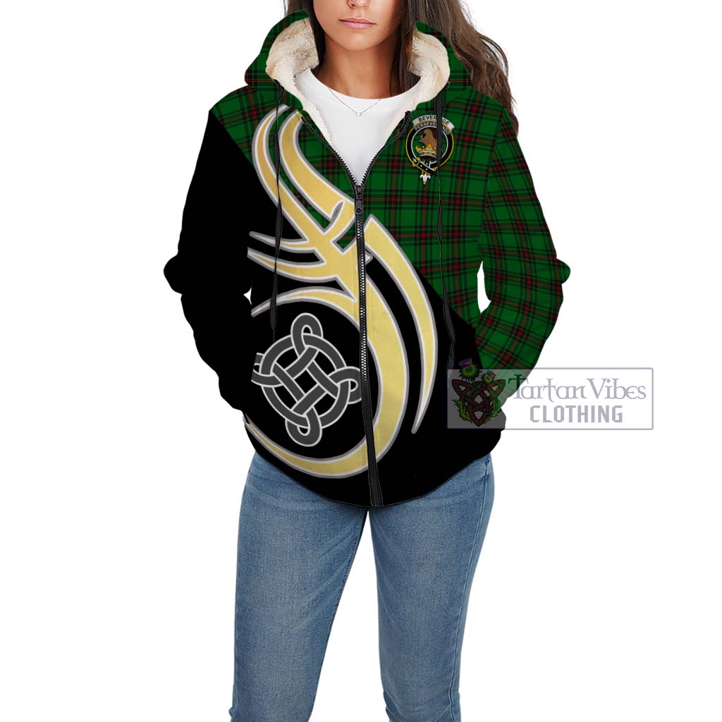 Beveridge Tartan Sherpa Hoodie with Family Crest and Celtic Symbol Style Unisex - Tartan Vibes Clothing