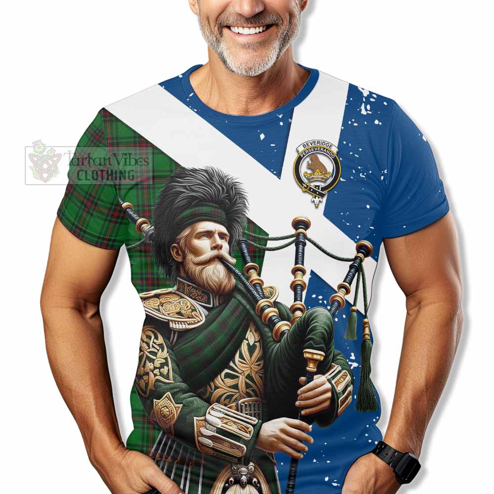 Tartan Vibes Clothing Beveridge Tartan T-Shirt with Family Crest Scottish Bagpiper Vibes