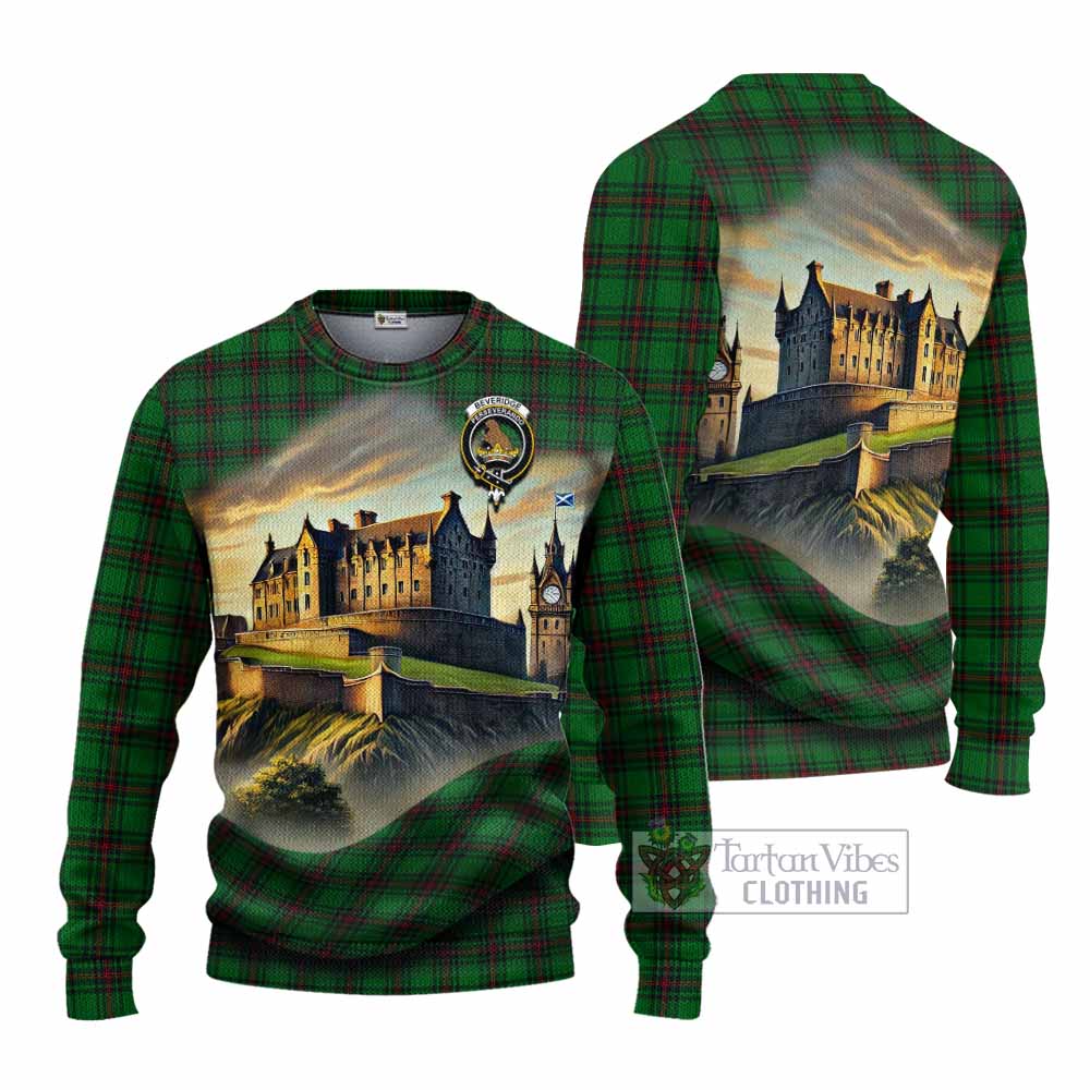 Beveridge Tartan Family Crest Knitted Sweater with Scottish Ancient Castle Style - Tartan Vibes Clothing