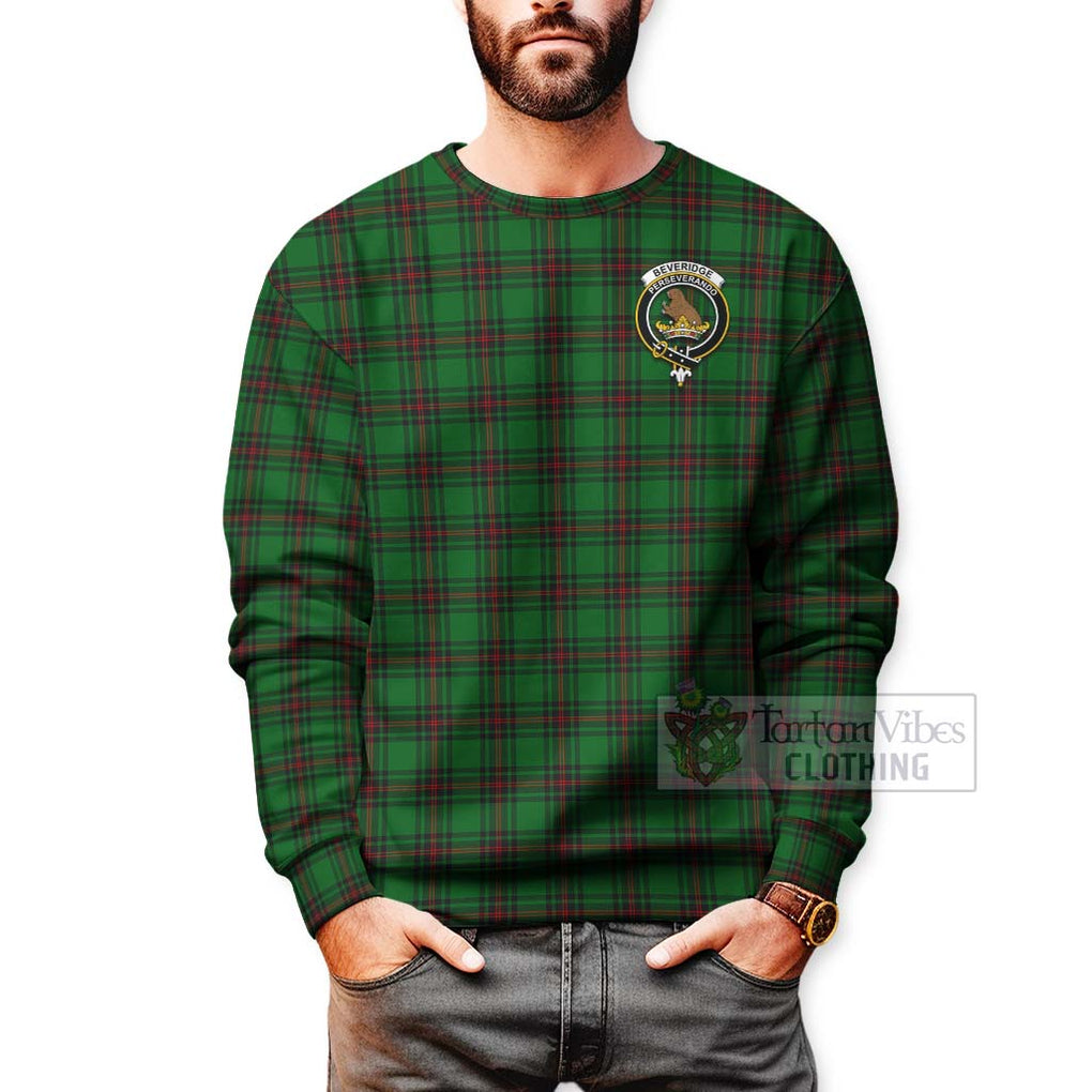 Tartan Vibes Clothing Beveridge Tartan Sweatshirt with Family Crest Celtic Skull Style