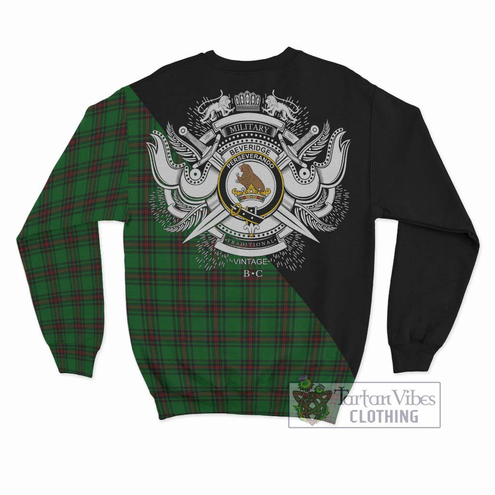 Beveridge Tartan Sweatshirt with Family Crest and Military Logo Style - Tartanvibesclothing Shop