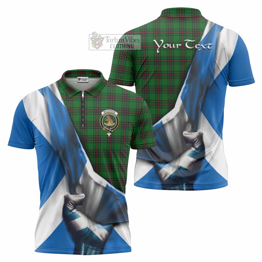 Tartan Vibes Clothing Beveridge Tartan Zipper Polo Shirt with Family Crest Scotland Patriotic Style