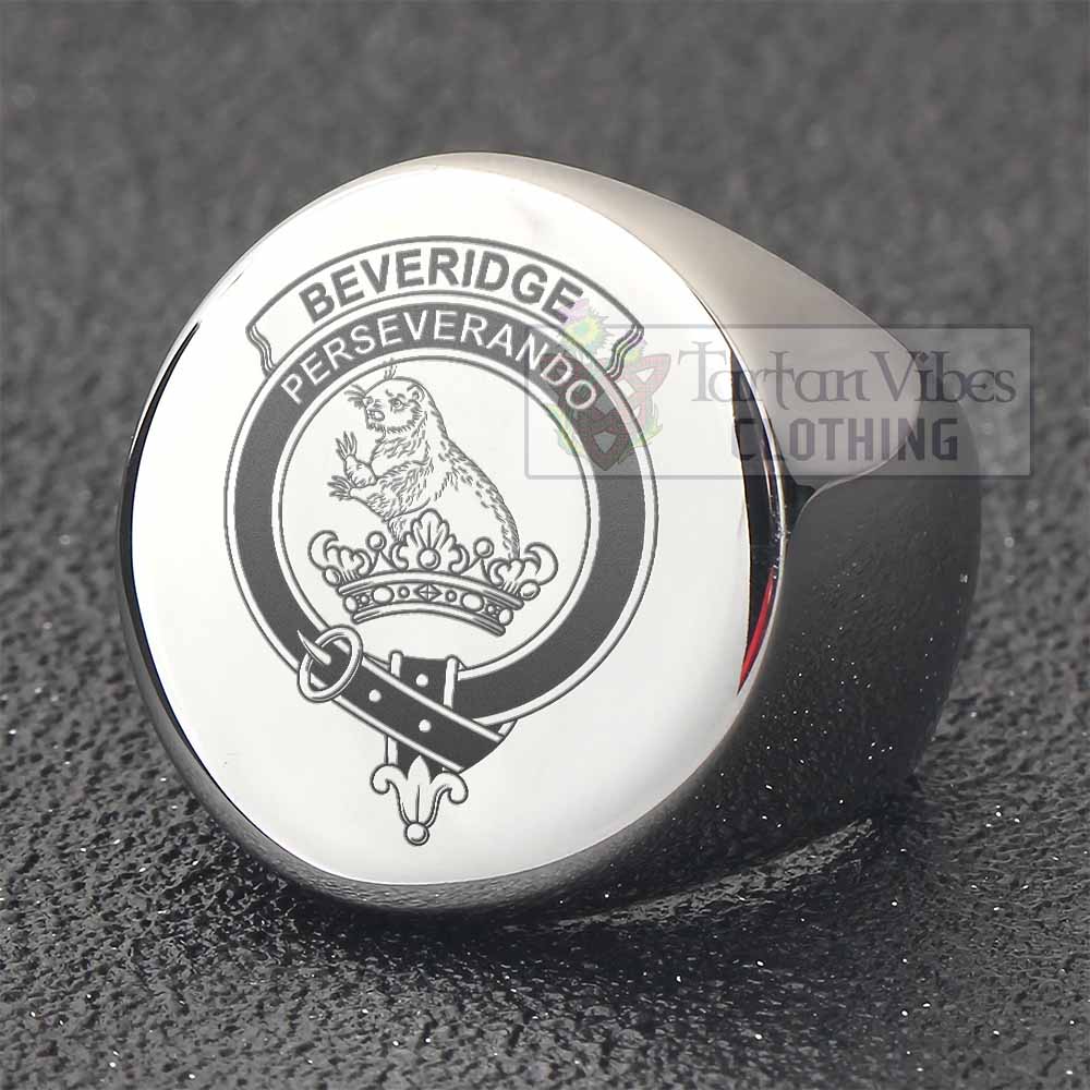 Tartan Vibes Clothing Beveridge Clan Crest Engraved Ring