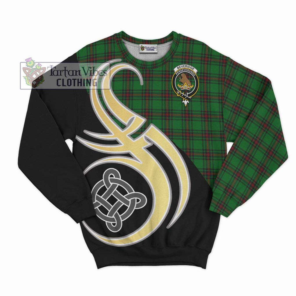 Beveridge Tartan Sweatshirt with Family Crest and Celtic Symbol Style - Tartan Vibes Clothing