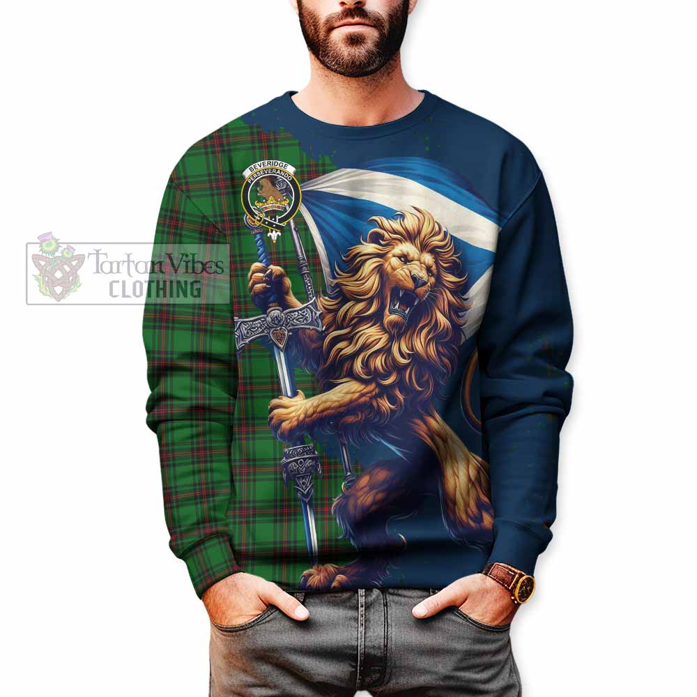 Tartan Vibes Clothing Beveridge Tartan Family Crest Sweatshirt with Scottish Majestic Lion