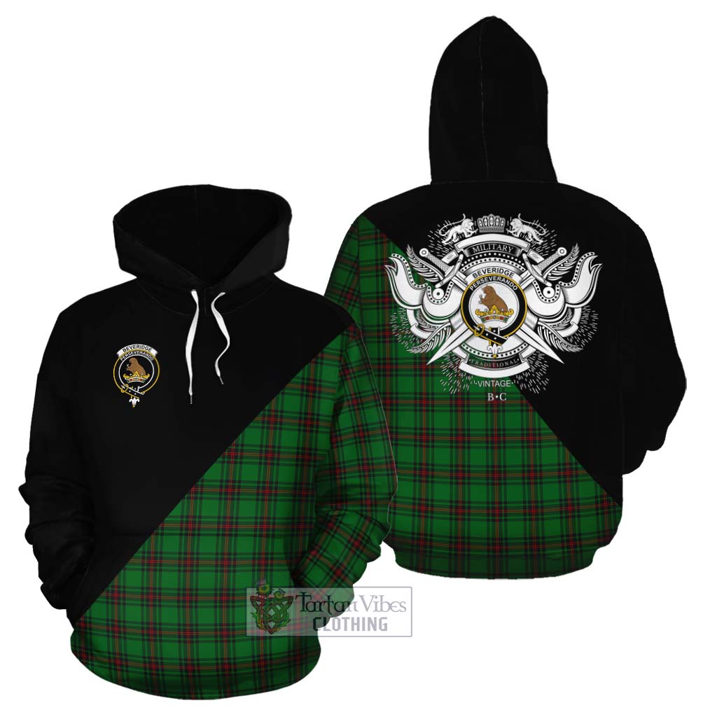 Tartan Vibes Clothing Beveridge Tartan Cotton Hoodie with Family Crest and Military Logo Style