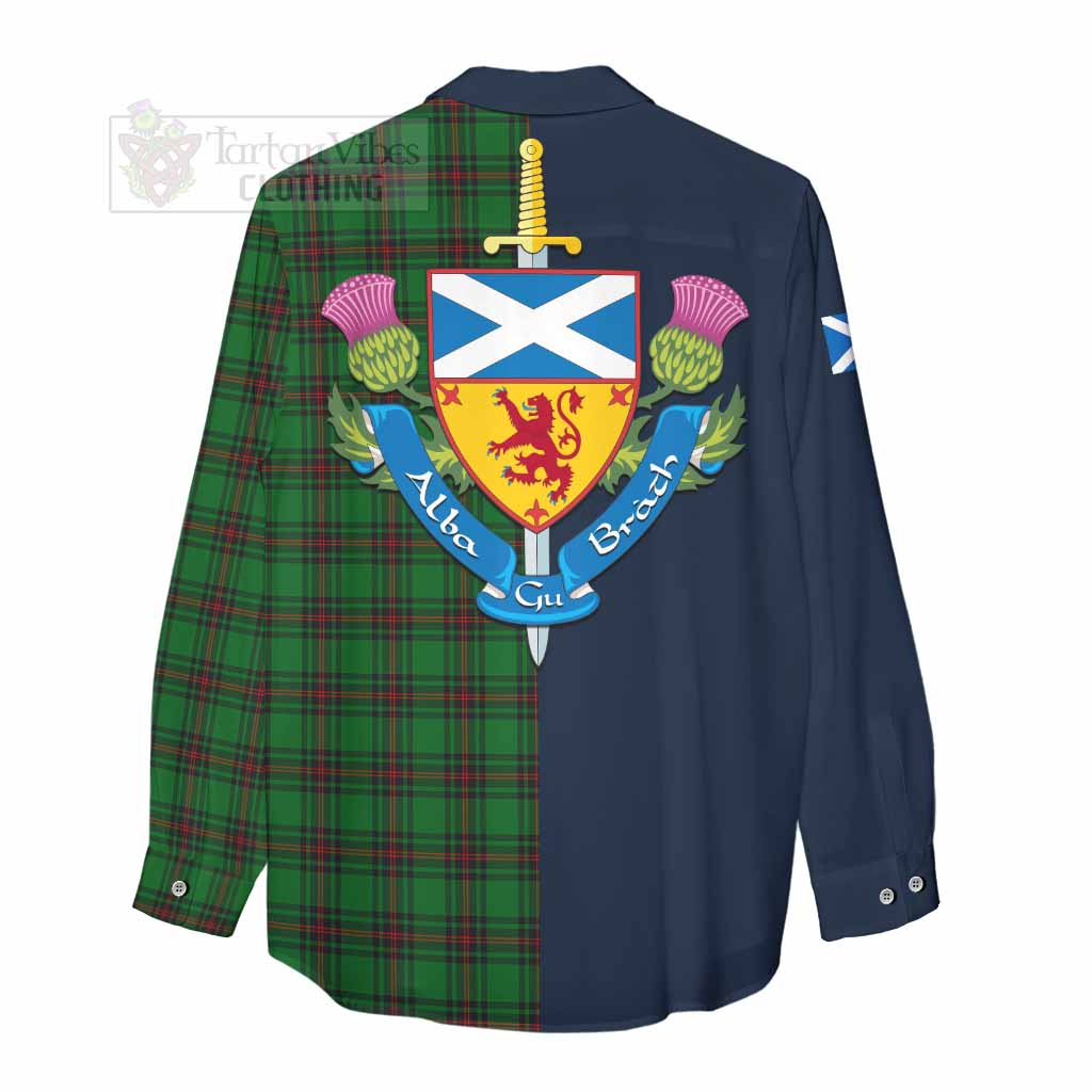 Tartan Vibes Clothing Beveridge Tartan Women's Casual Shirt Alba with Scottish Lion Royal Arm Half Style