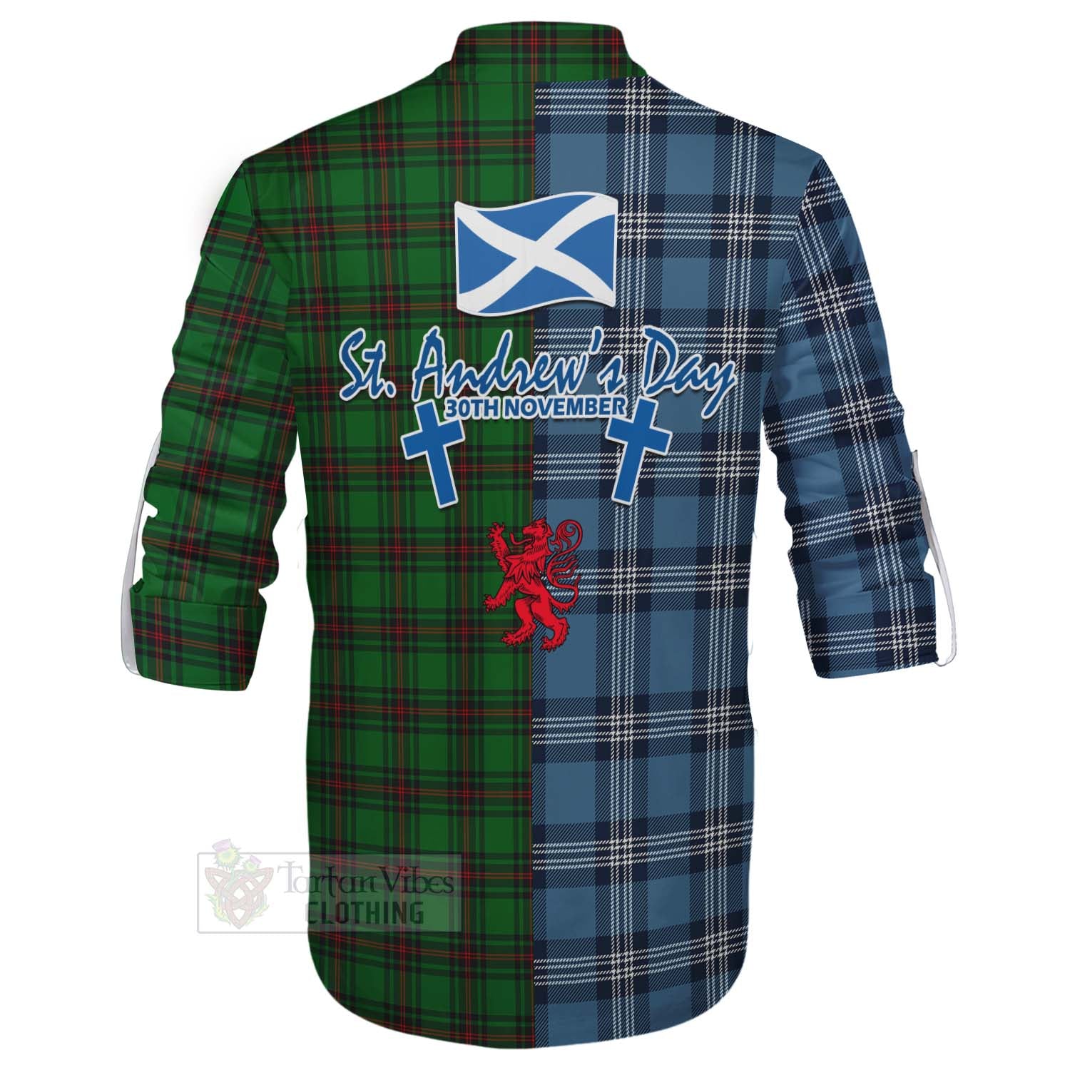 Tartan Vibes Clothing Beveridge Tartan Ghillie Kilt Shirt Happy St. Andrew's Day Half Tartan Style