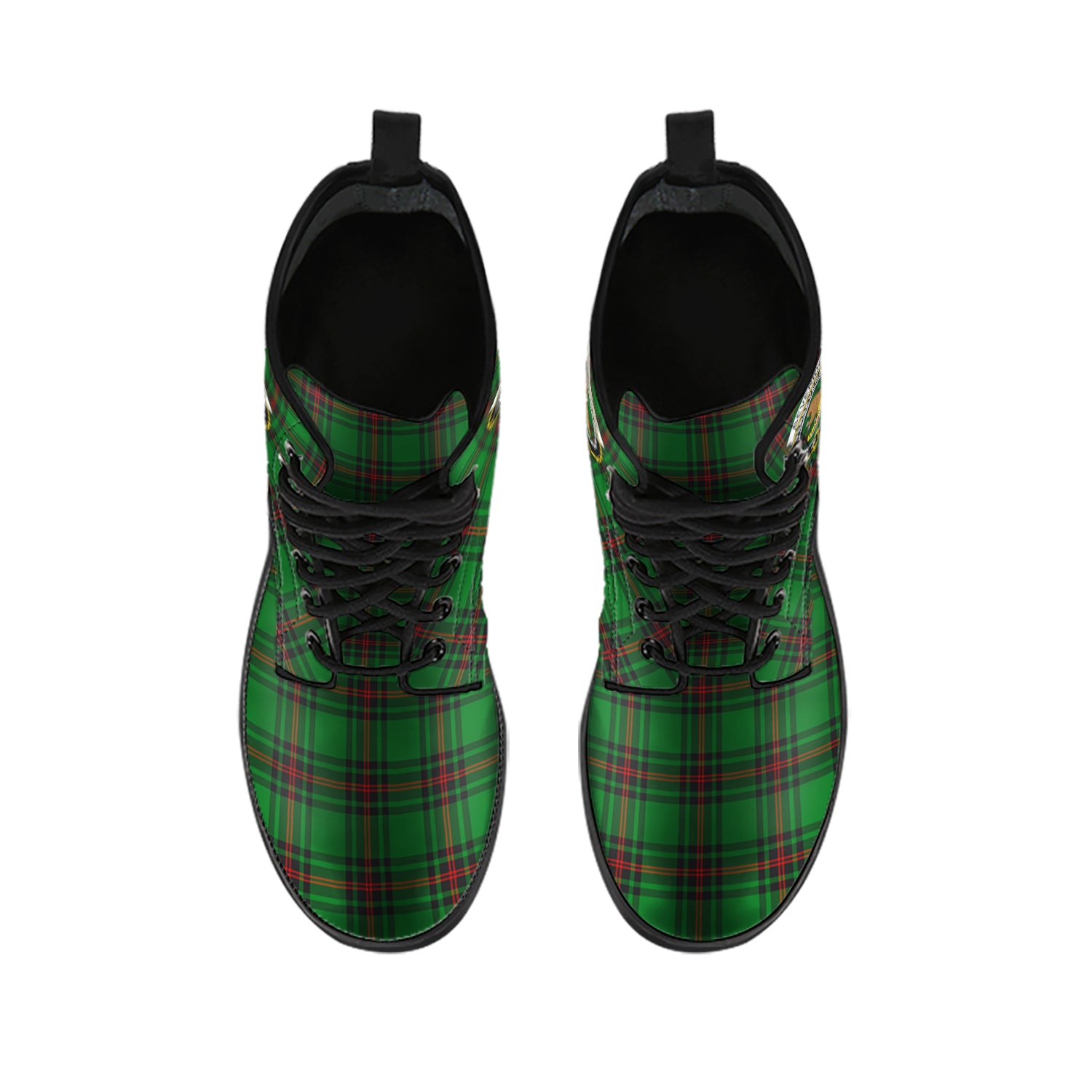 Beveridge Tartan Leather Boots with Family Crest - Tartanvibesclothing