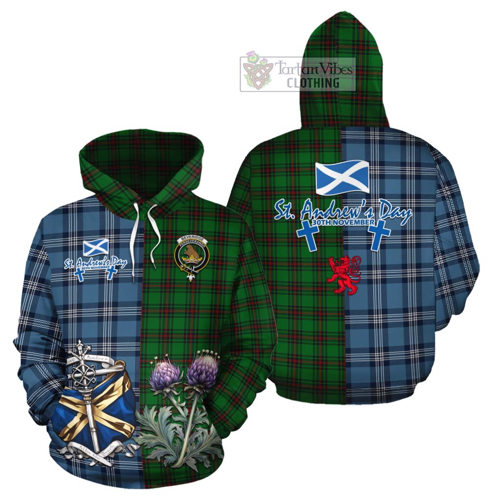 Tartan Vibes Clothing Beveridge Tartan Cotton Hoodie Happy St. Andrew's Day Half Tartan Style