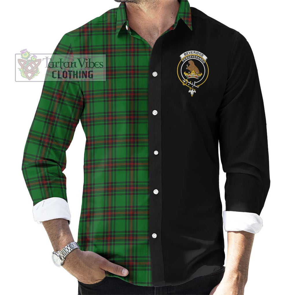 Beveridge Tartan Long Sleeve Button Shirt with Family Crest and Half Of Me Style - Tartanvibesclothing Shop